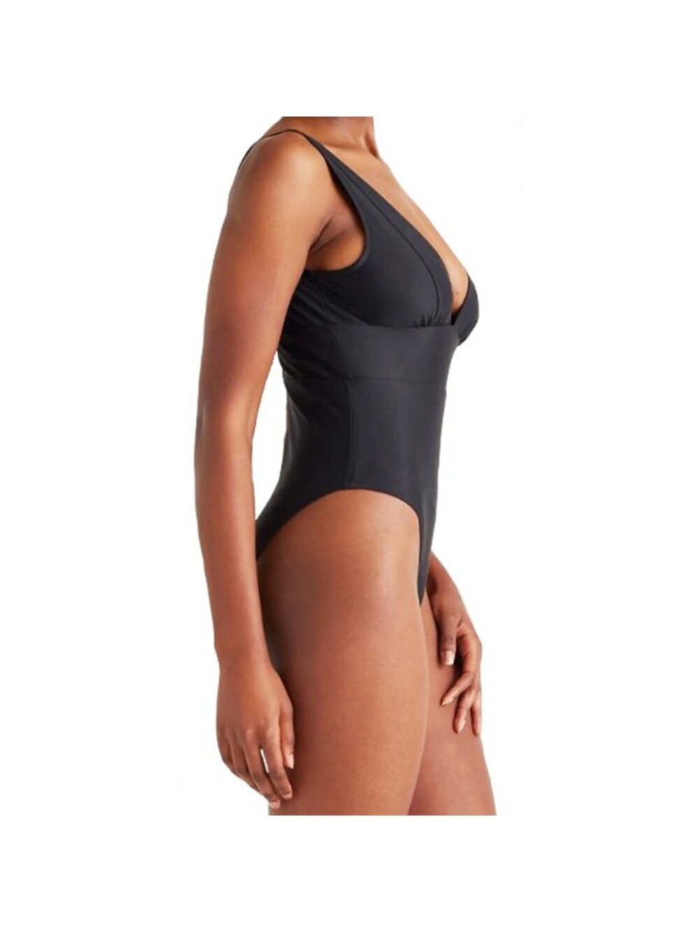 Quince Italian Plunge One-Piece Swimsuit Black Size XL NWT